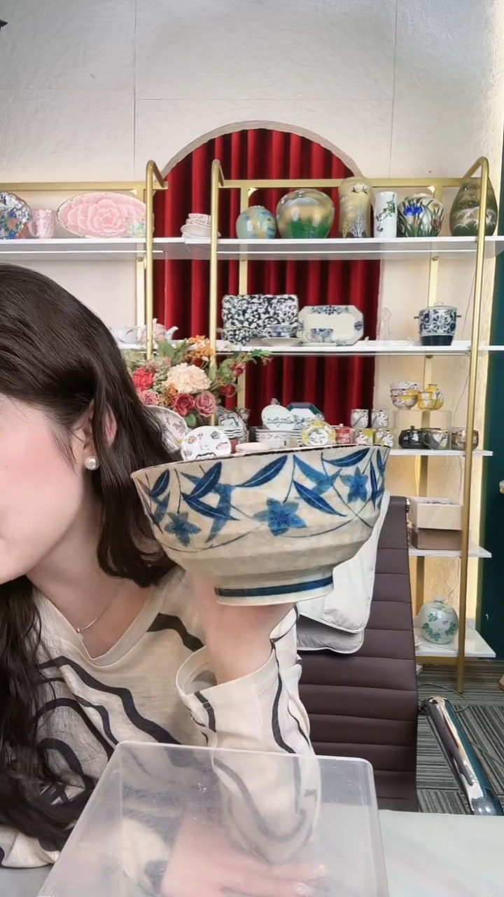 盘黄泥桔梗17cm面碗两个