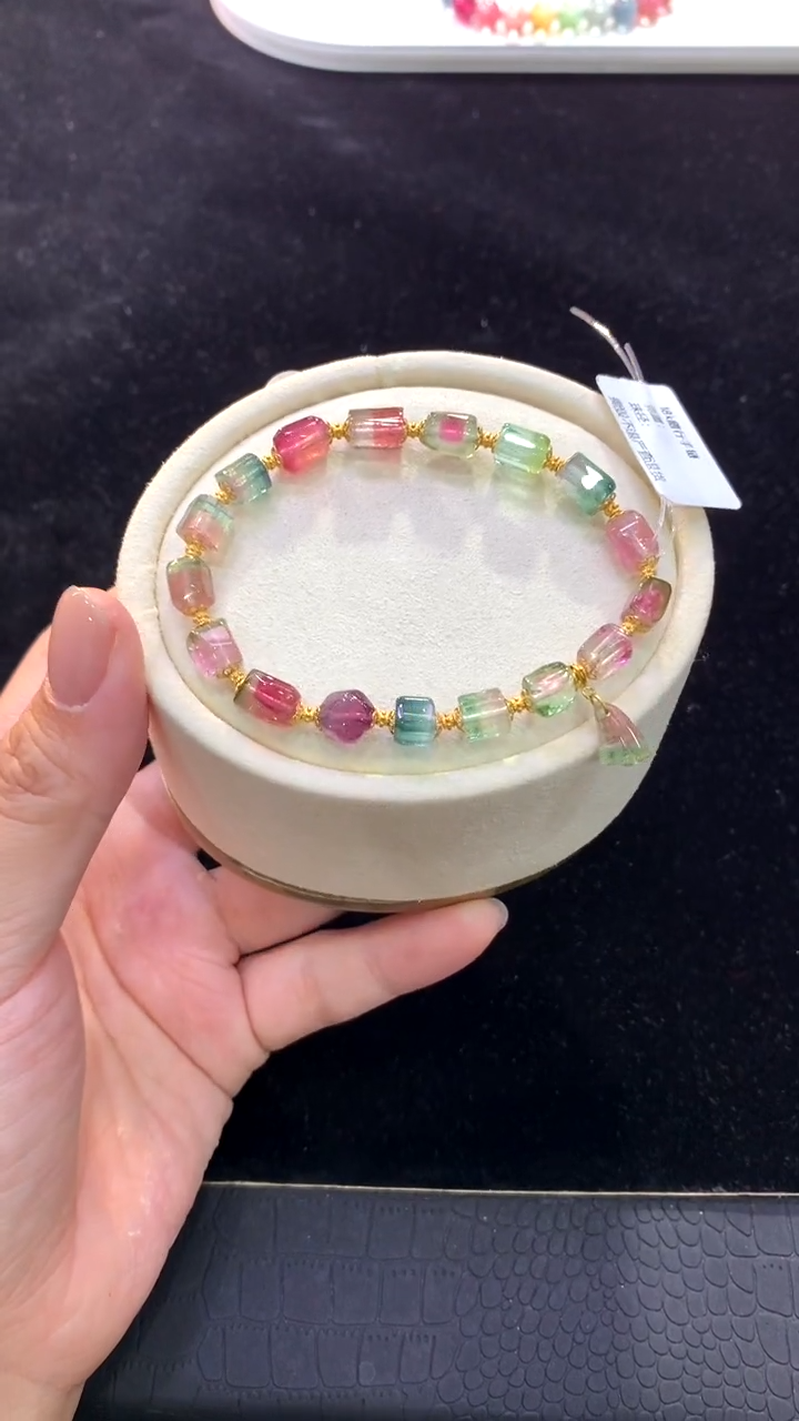 【闪购商品】碧玺手链未镶嵌【梦源珠宝】天然碧玺西瓜设计款手链