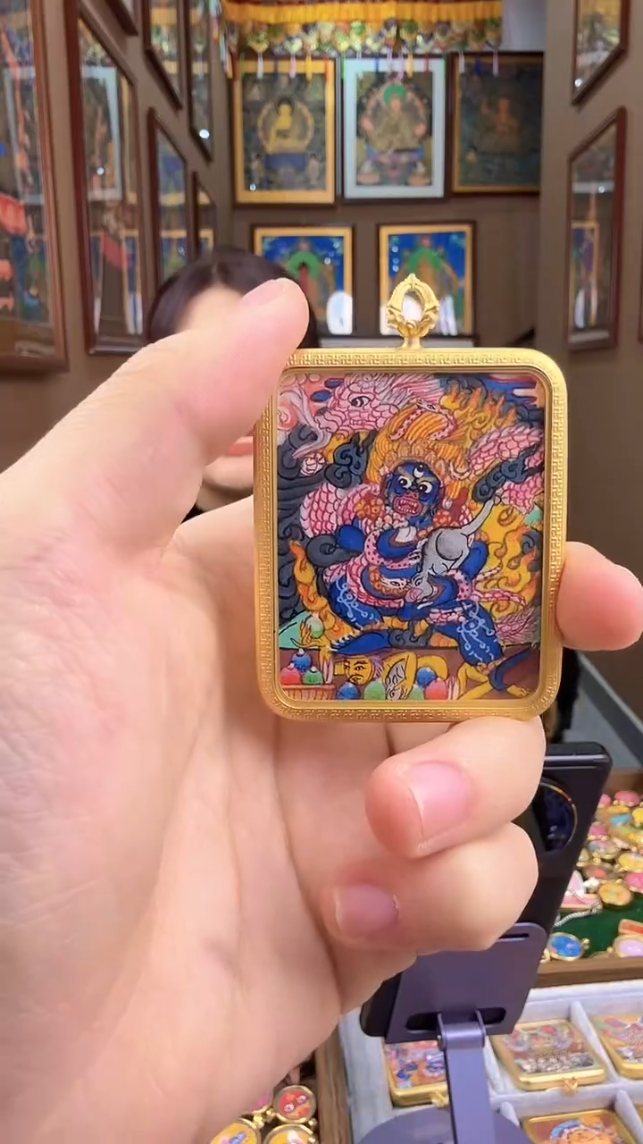 吊坠黑财神-热贡纯手绘唐卡