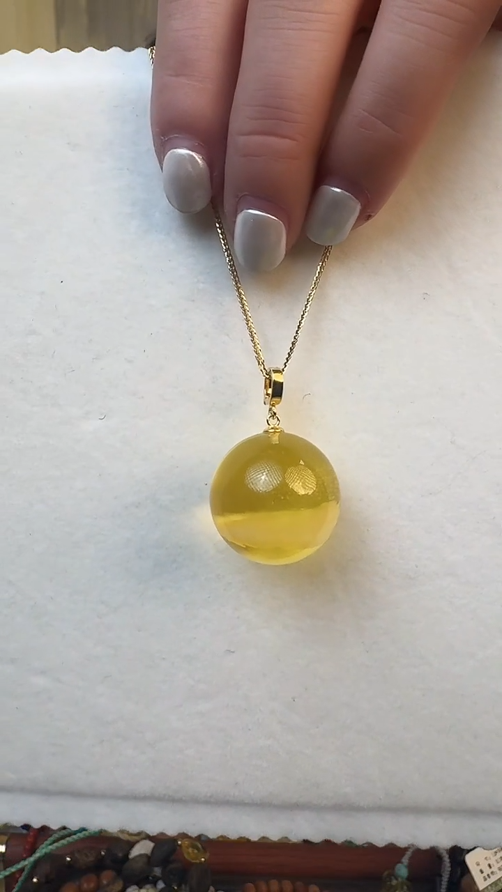 蜜蜡吊坠(不含链)银S925镶嵌小****'蜜蜡特色金球独一个