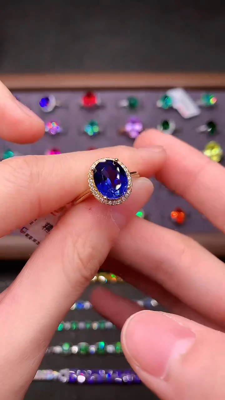 【闪购商品】蓝宝石戒指银S925镶嵌矢车菊