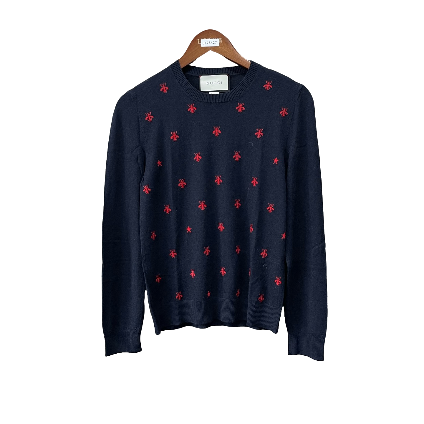 未使用 GUCCI/古驰  红色小蜜蜂满印logo针织毛衣 m码  X0589