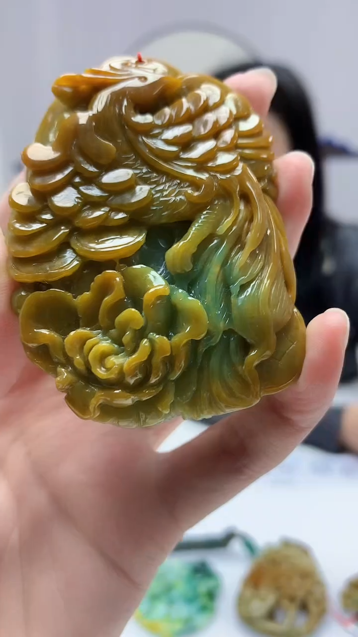 【闪购商品】定制翡翠未镶嵌4852zm-毛货挂件龙凤101