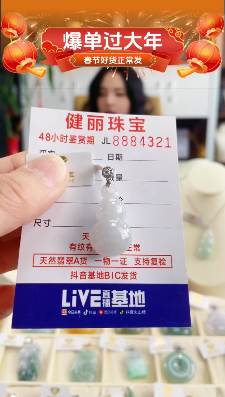 【闪购商品】翡翠颈饰银S925镶嵌天然缅甸翡翠 葫芦(一物一证)