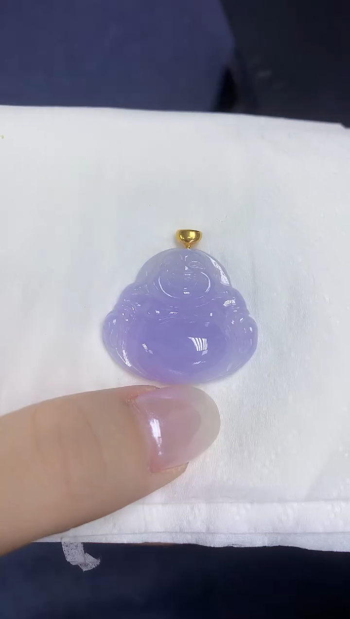 翡翠18K金镶嵌颈饰天然缅甸翡翠A货