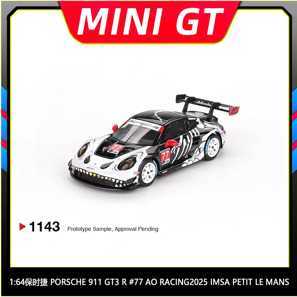 预售 MINIGT 1:64 保时捷 Porsche 911 GT3 R #77 合金车模#1143