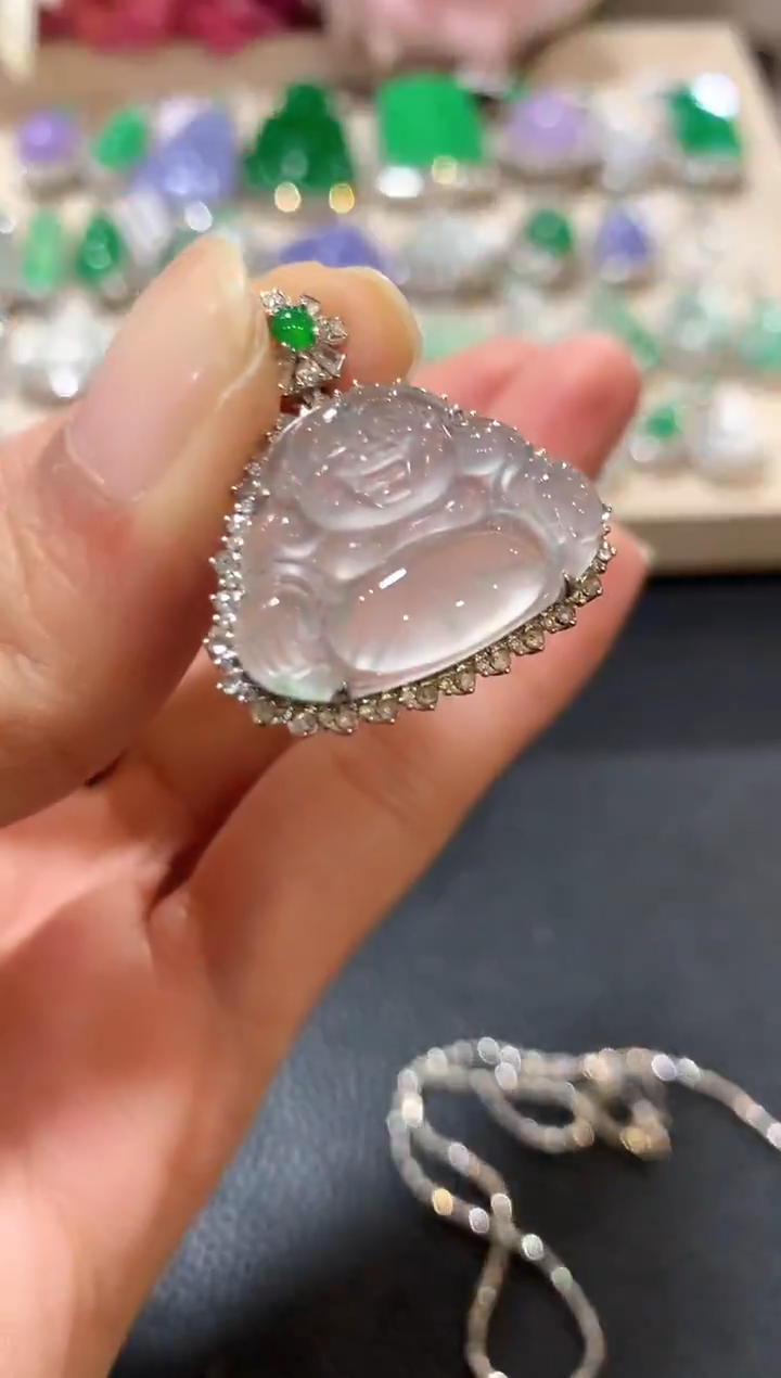 吊坠(不含链)18K金镶嵌翡翠z105 