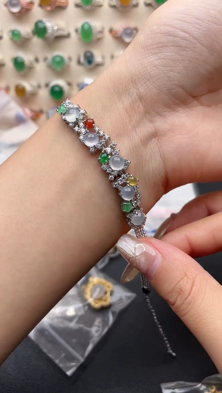 【闪购商品】翡翠银S925镶嵌戒指一物一证一礼盒
