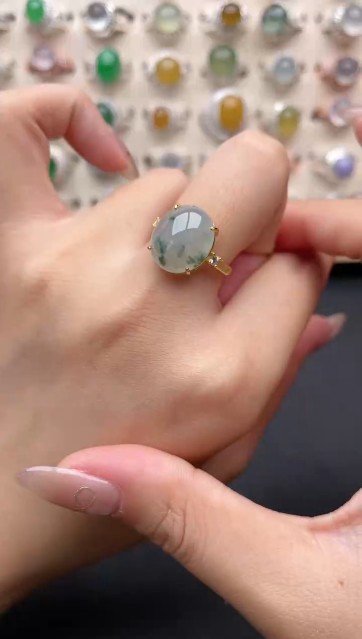 【闪购商品】翡翠戒指银S925镶嵌一物一证一礼盒