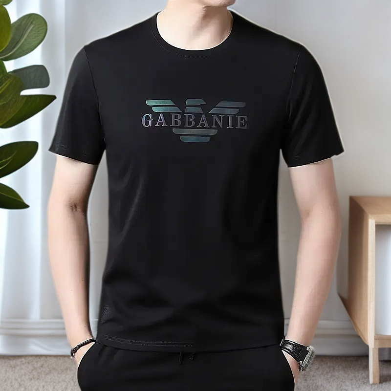 意大利专柜正品男士夏季印花短袖桑蚕丝T恤轻奢高贵上档次上衣