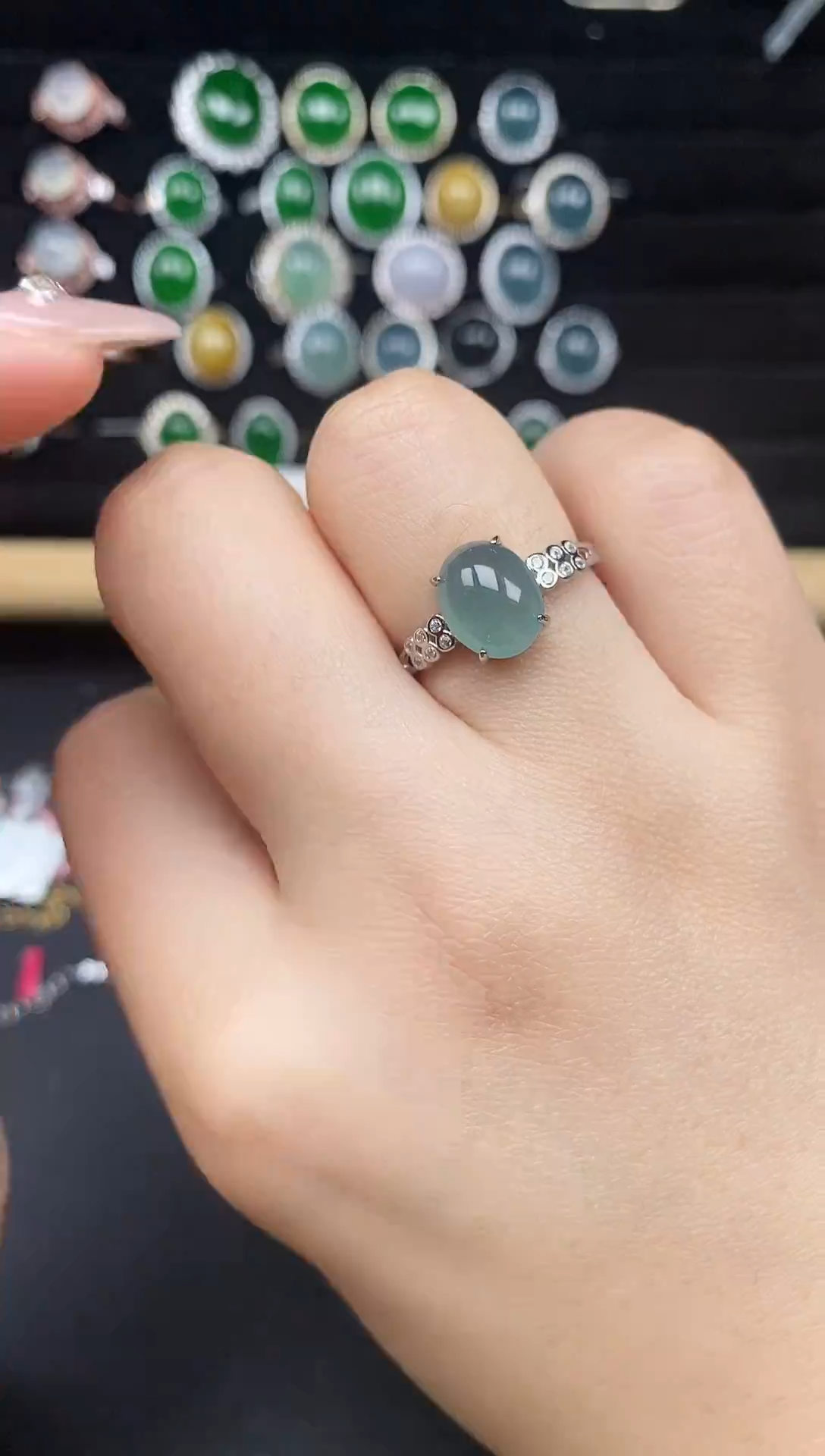 银S925镶嵌戒指翡翠20838