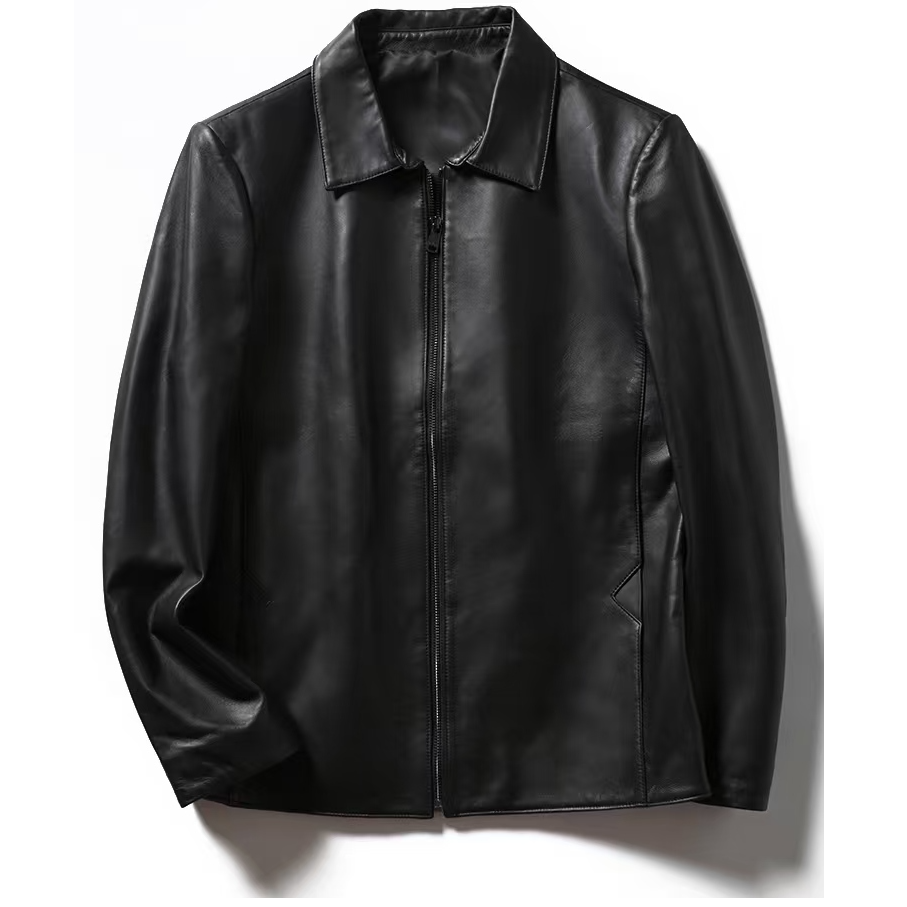 爸爸装中老年男士商务休闲翻领皮衣  以直播间为准私拍随机发