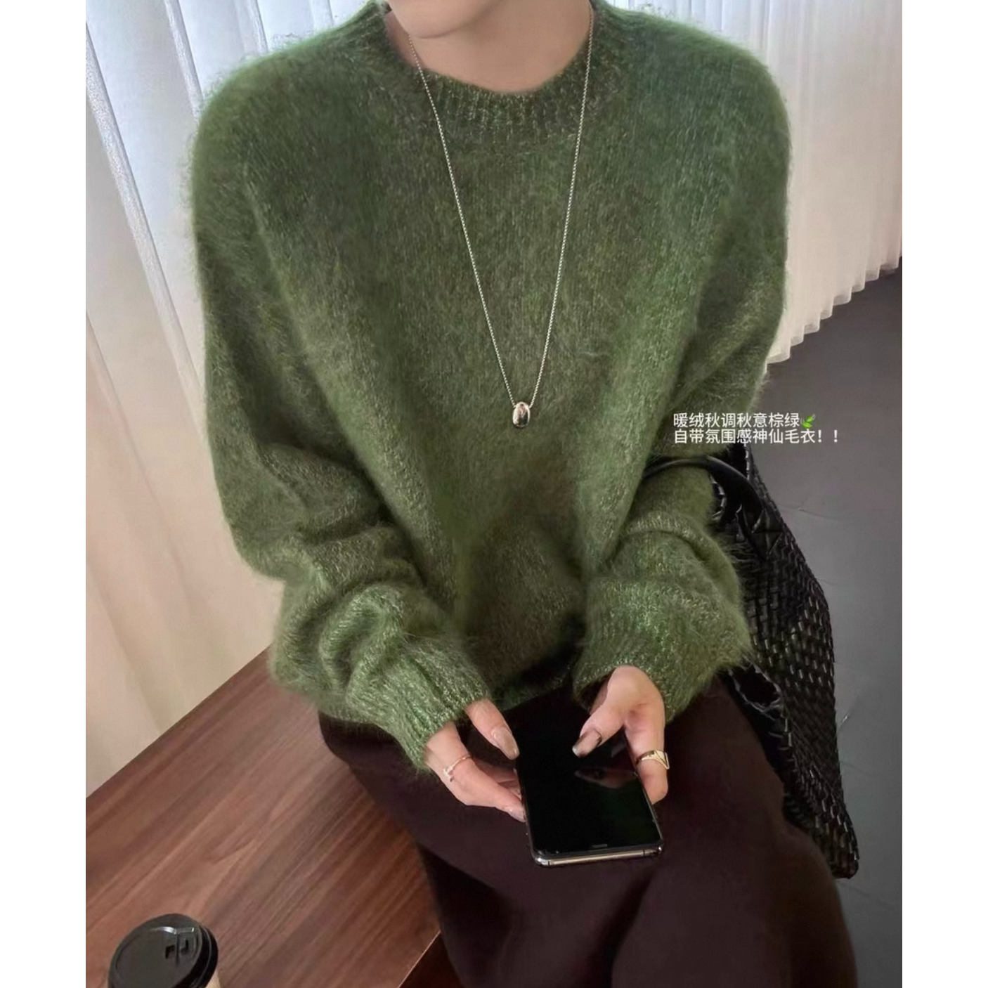 韩系复古圆领套头针织衫女秋冬季新款软糯长袖上衣宽松慵懒风毛衣