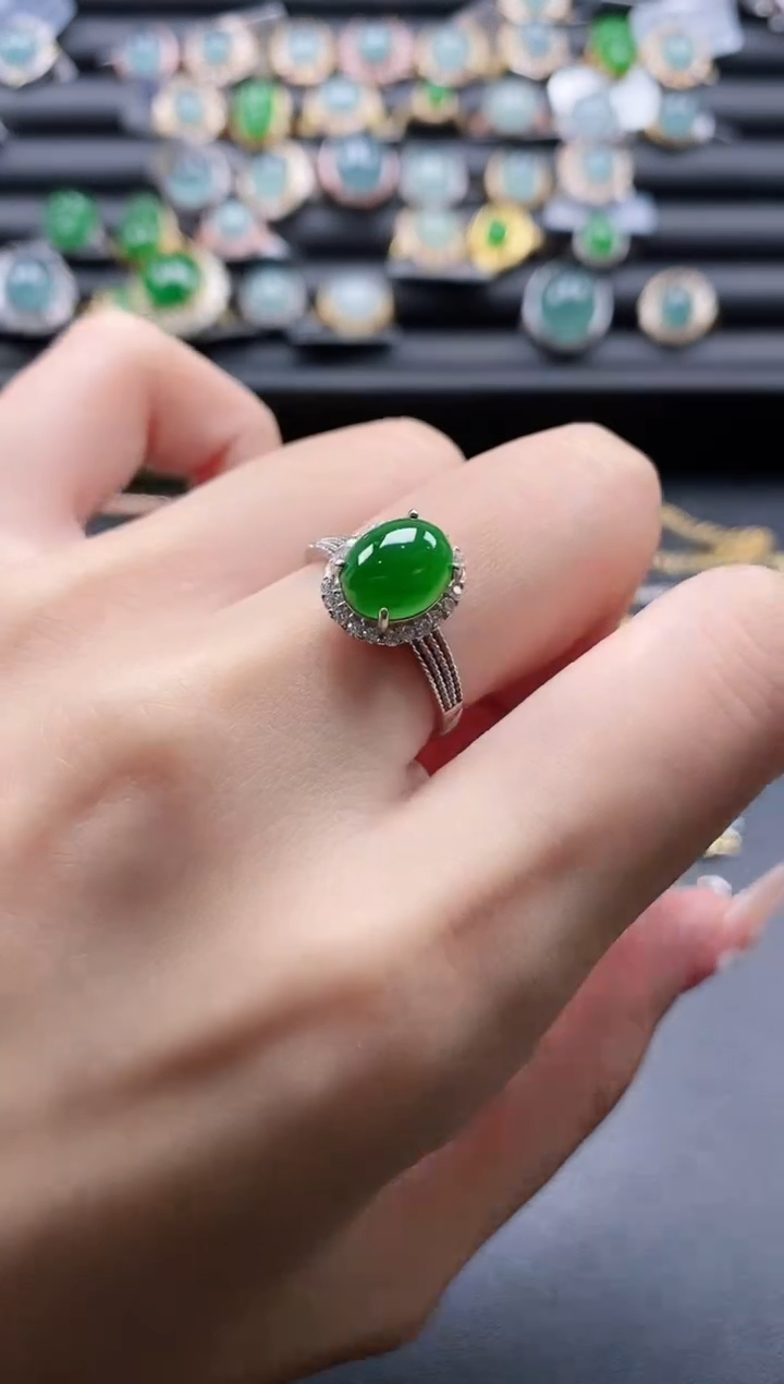 【闪购商品】翡翠戒指银S925镶嵌51511