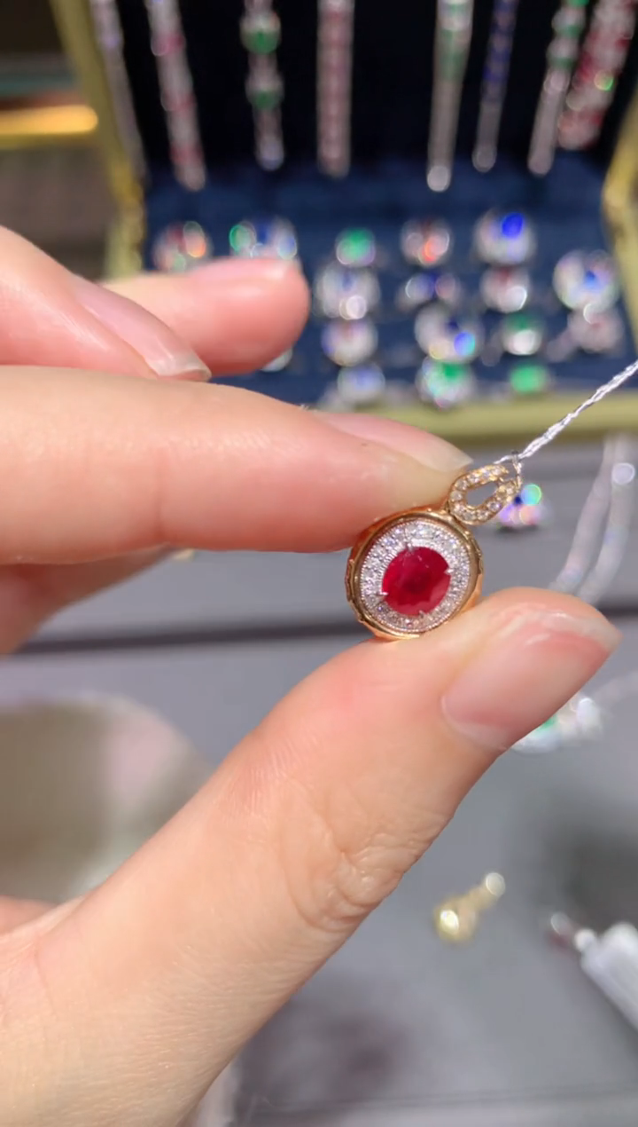 【闪购商品】红宝石吊坠(不含链)18K金镶嵌0.96CT  缅甸