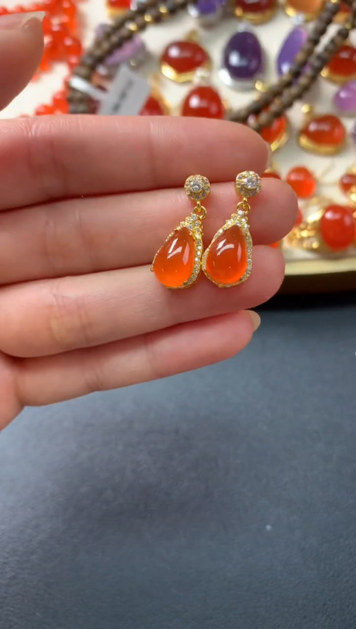 【闪购商品】南红玛瑙耳饰银S925镶嵌Z290|399