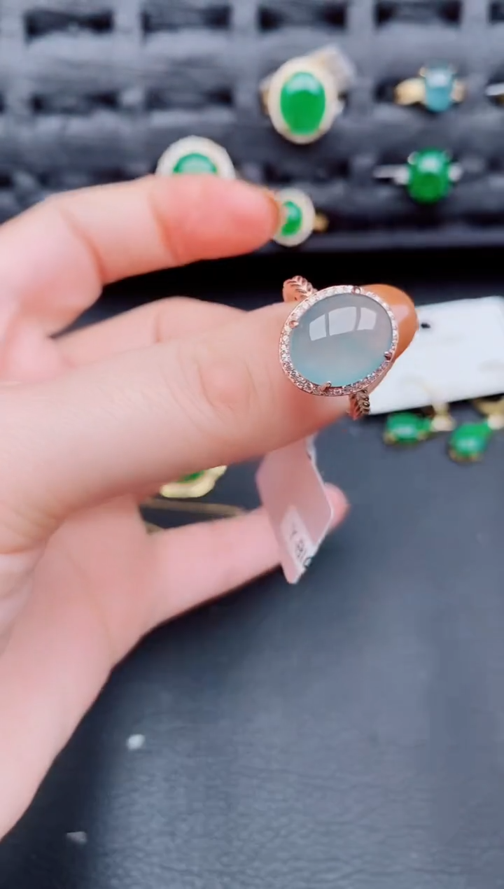 【闪购商品】翡翠戒指银S925镶嵌天然A货翡翠993