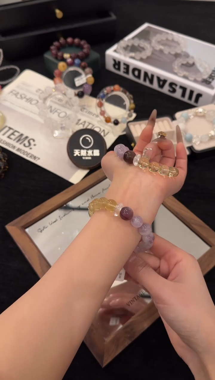 未镶嵌手链水晶紫黄x3518