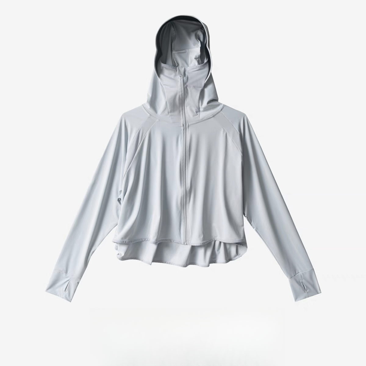 【粉丝福利】F533黑胶帽檐斗篷式短版户外夏防晒透气拉链外套防晒衣