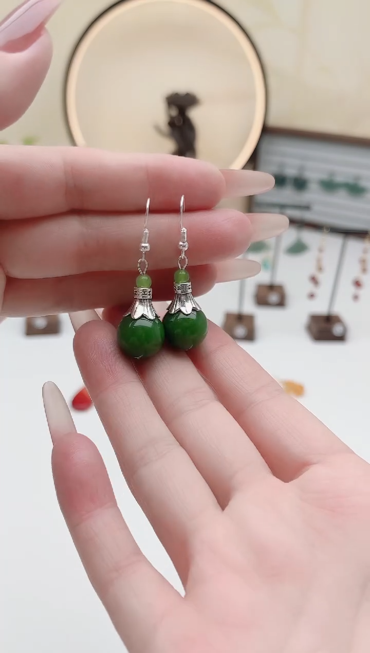 未镶嵌耳饰玛瑙/玉髓00绿色单株14