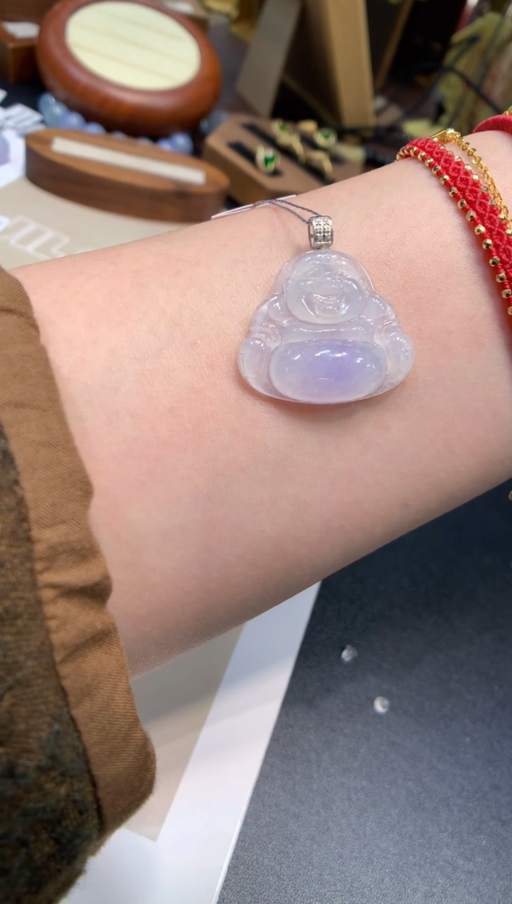 吊坠(不含链)18K金镶嵌翡翠佛公