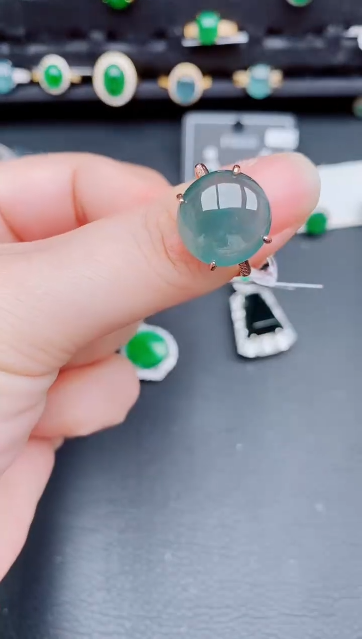 【闪购商品】翡翠戒指银S925镶嵌天然a货翡翠320
