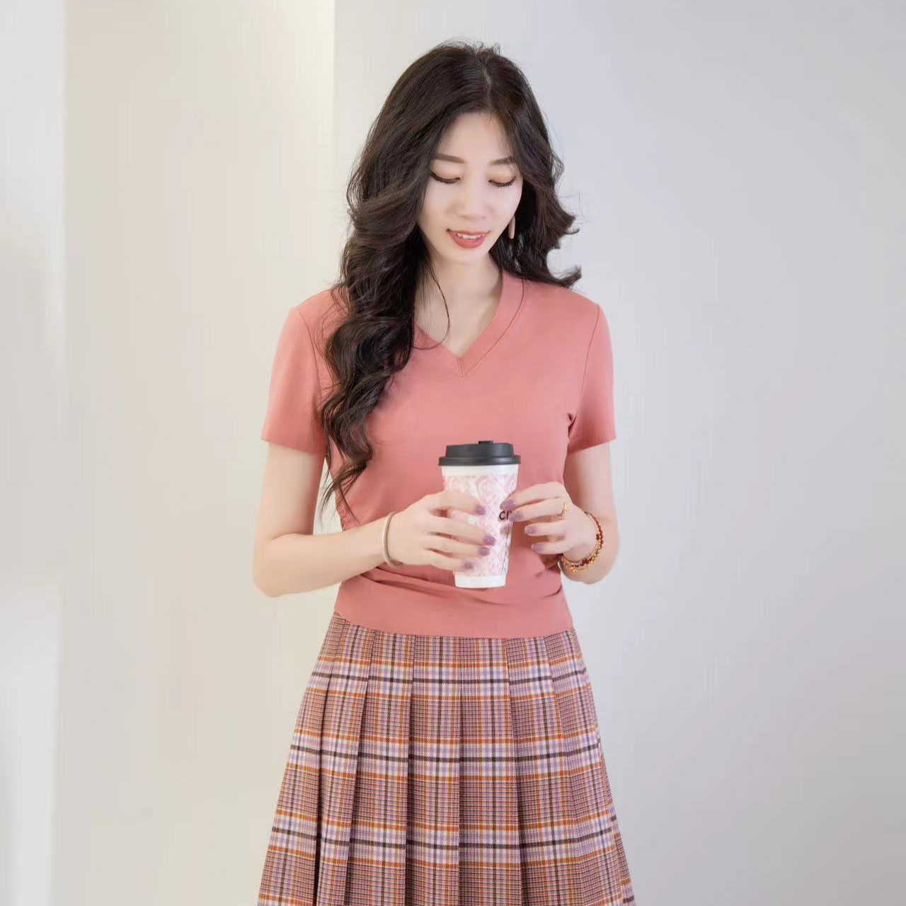 哥弟GIRDEAR【小蛮腰】纯色休闲打底显瘦T恤洋气衣服女1300888