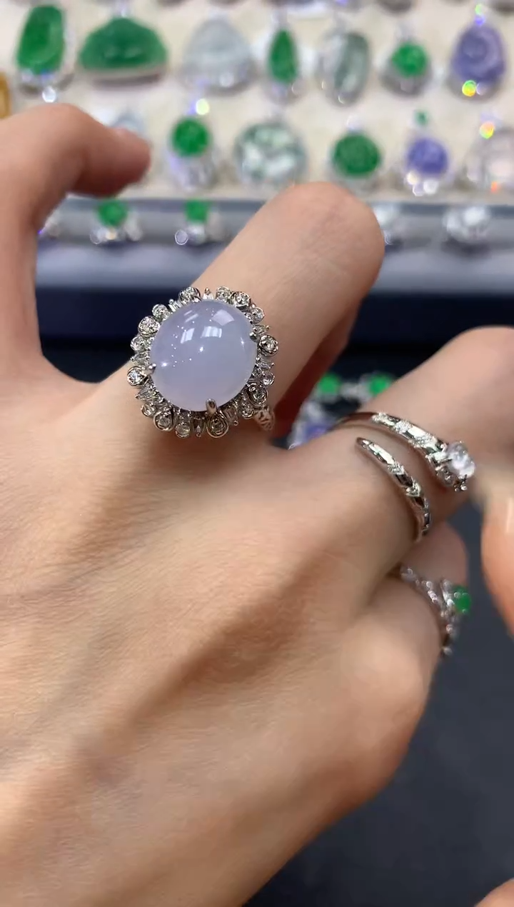 【闪购商品】翡翠戒指18K金镶嵌a124紫货有色差