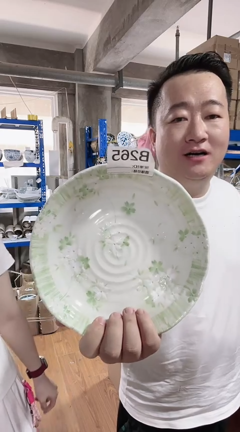 瓷片全新高端瓷器伊陶22cm盘一只 绿色B265