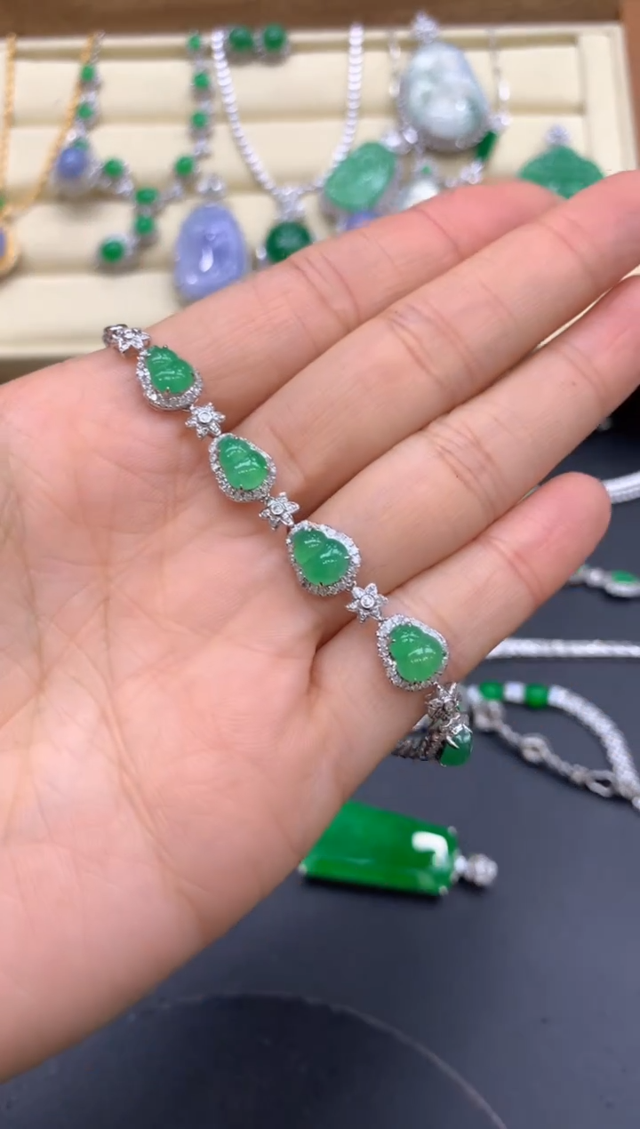 【闪购商品】翡翠手链18K金镶嵌574-中国好珍宝