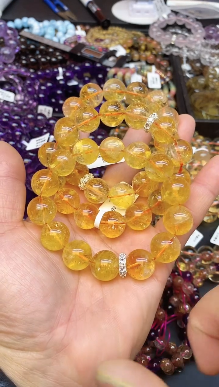 【闪购商品】水晶手链未镶嵌a03 黄阿赛15mm 多样性发其一