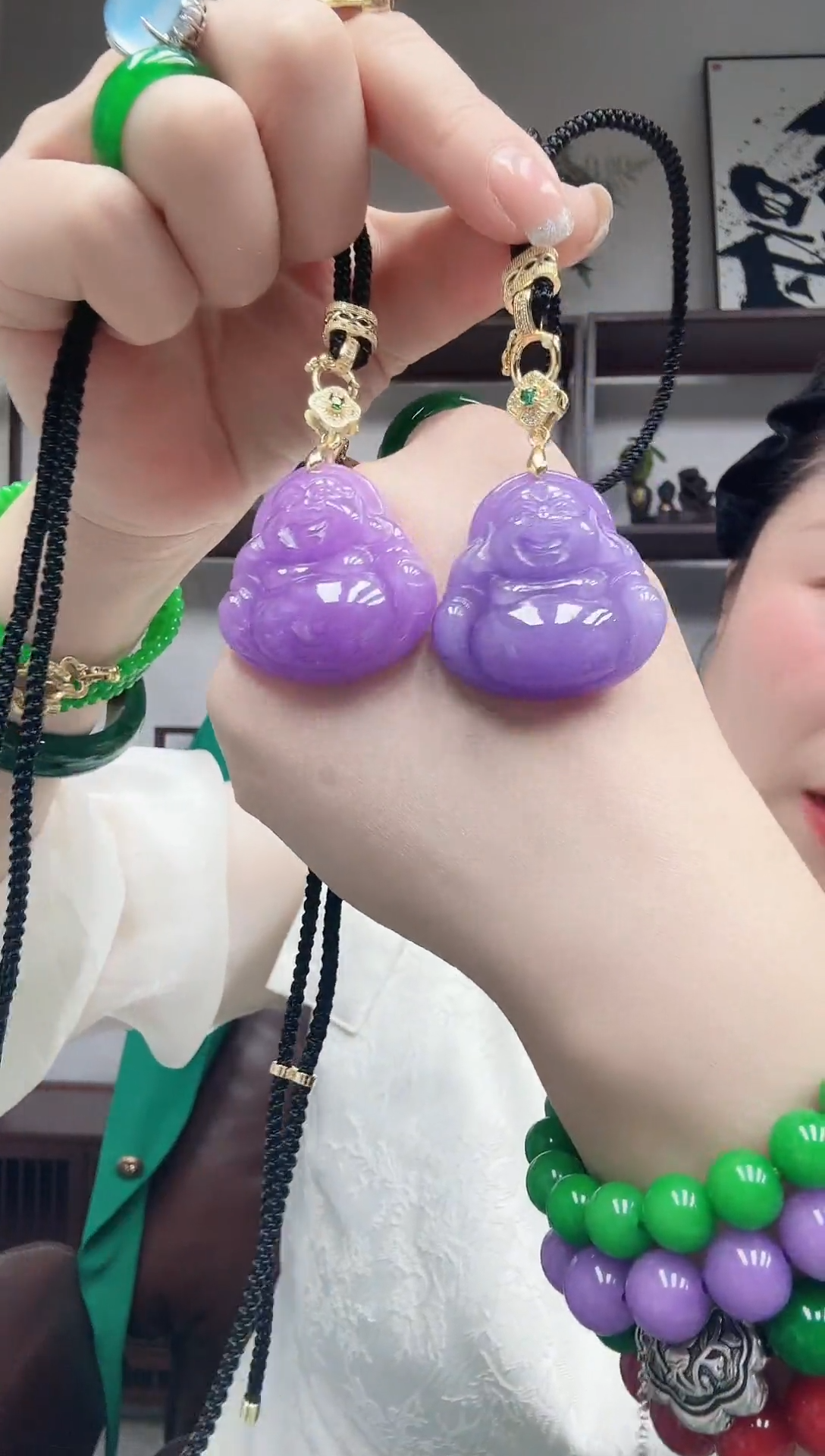 吊坠(赠链)未镶嵌翡翠紫翡佛公