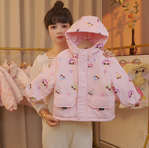 儿童加绒棉服2025新款秋冬加绒棉衣宝宝加厚夹棉连帽防风保暖上衣