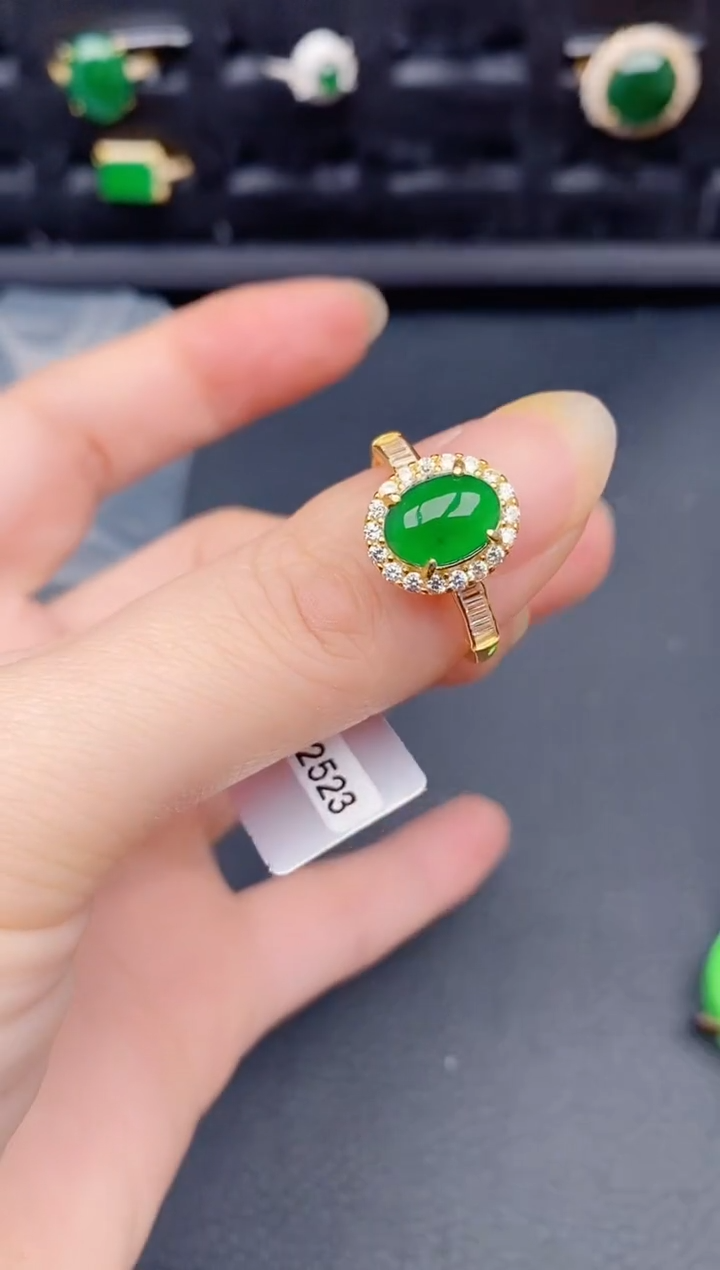 银S925镶嵌戒指翡翠天然a货翡翠301