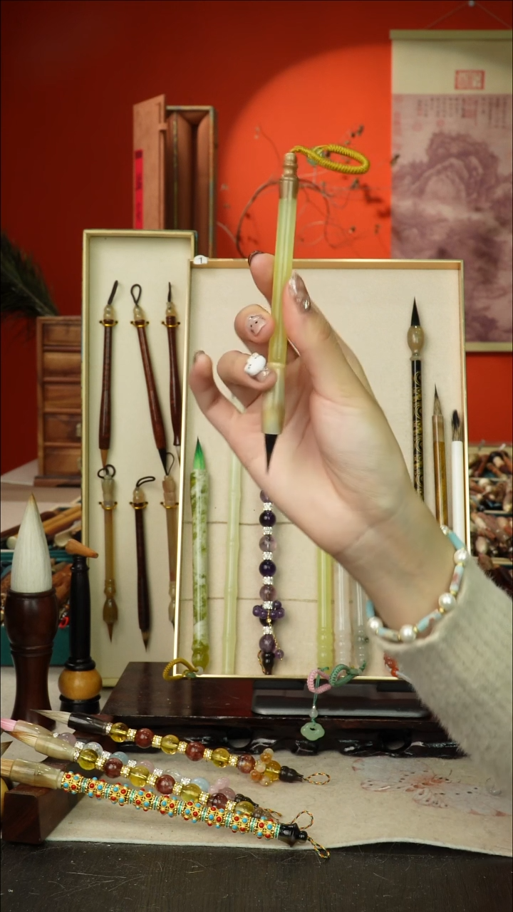 77号闪孤品高货毛笔链接 清水试笔 蘸墨不退