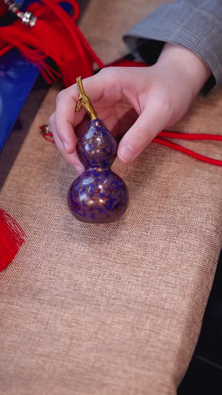 天然大漆葫芦文玩摆件紫金