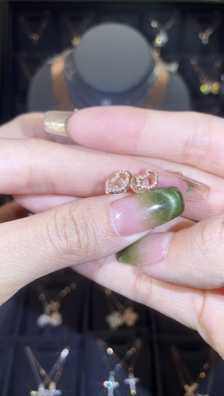 【闪购商品】钻石耳饰18K金镶嵌18K金玫  多人 如意