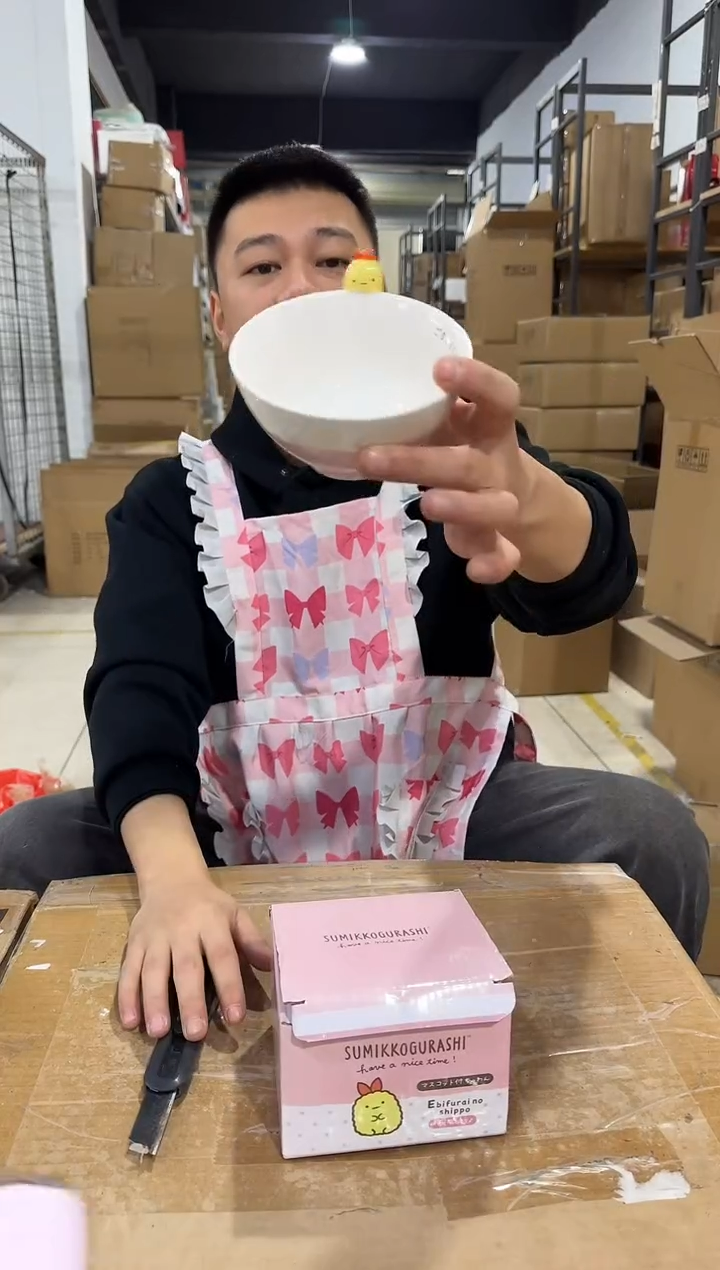 瓷片炸虾公仔碗 瑕疵不退换