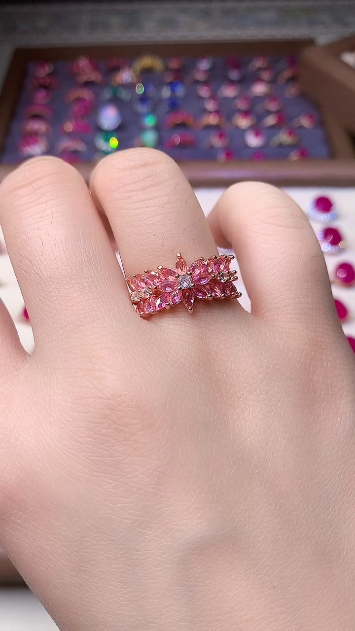 【闪购商品】彩色蓝宝石戒指银S925镶嵌000