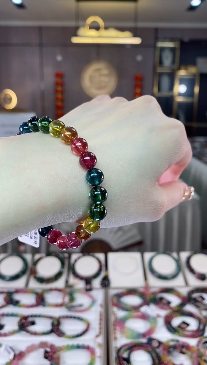 【闪购商品】碧玺收藏级单圈手串8mm+未镶嵌一物一证dan