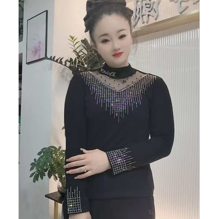【婉婷潮牌】906加绒打底衫冬季女装时尚修身休闲百搭中低领镂空