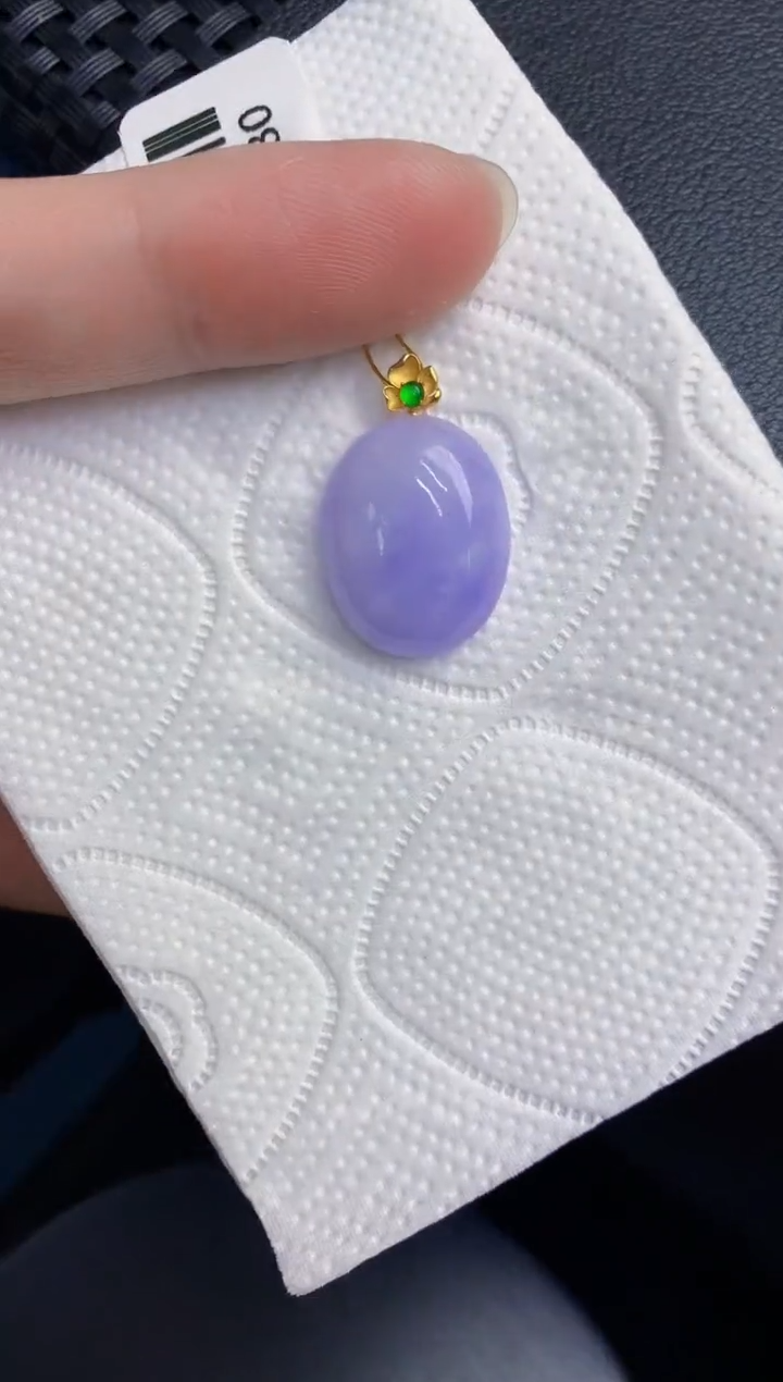 颈饰18K金镶嵌翡翠天然翡翠缅甸A货