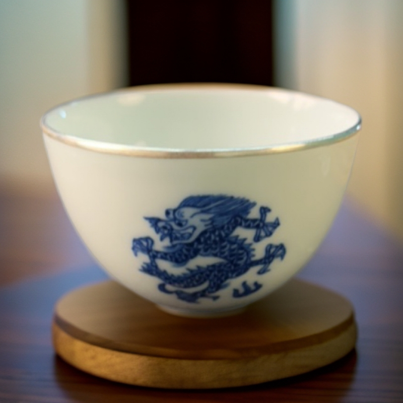 若深珍藏蛋壳杯龙杯37毫升纯手绘
