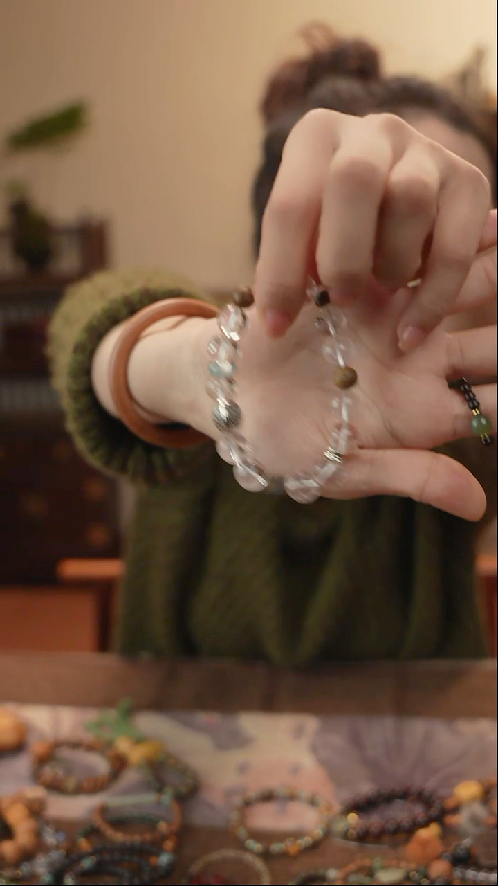 手串古夷苏木未镶嵌白水9mm-10mm左右单圈+莺歌绿