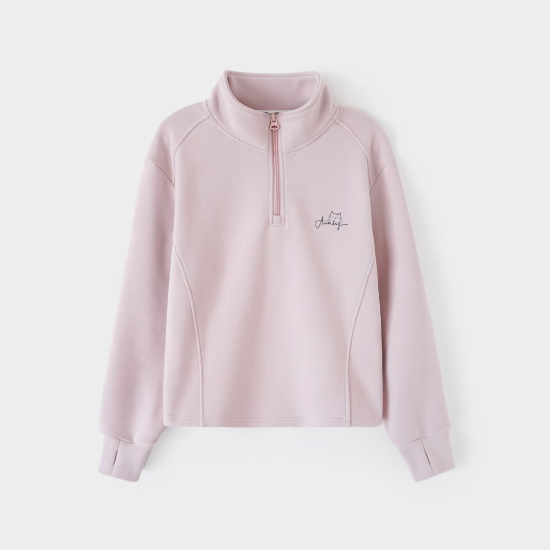 女童秋冬德绒卫衣休闲女半高领百搭时尚洋气休闲长袖上衣