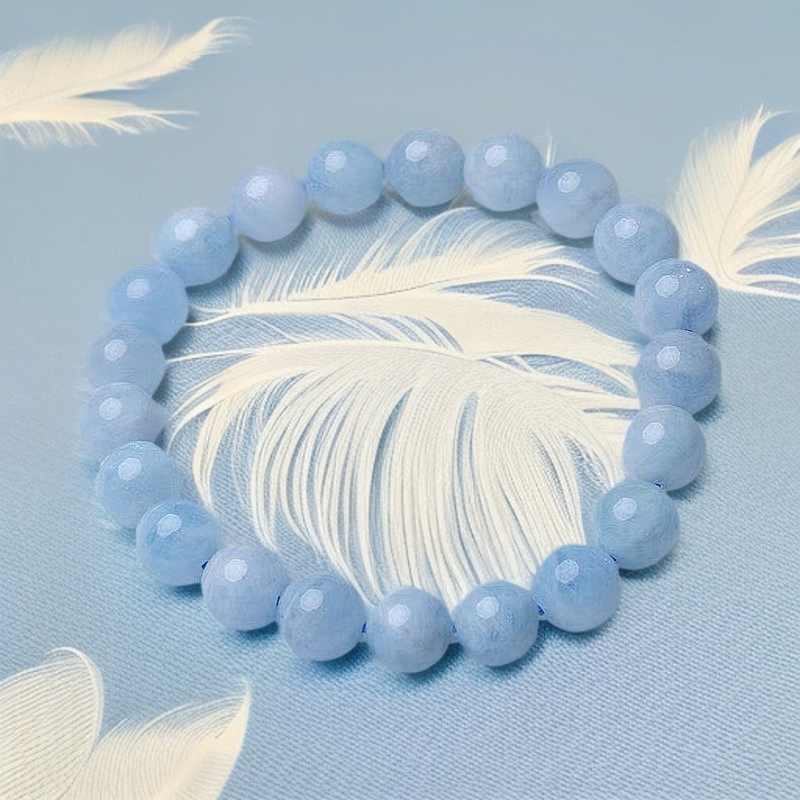 【梦幻海洋】天然海蓝宝水晶手串素串12mm