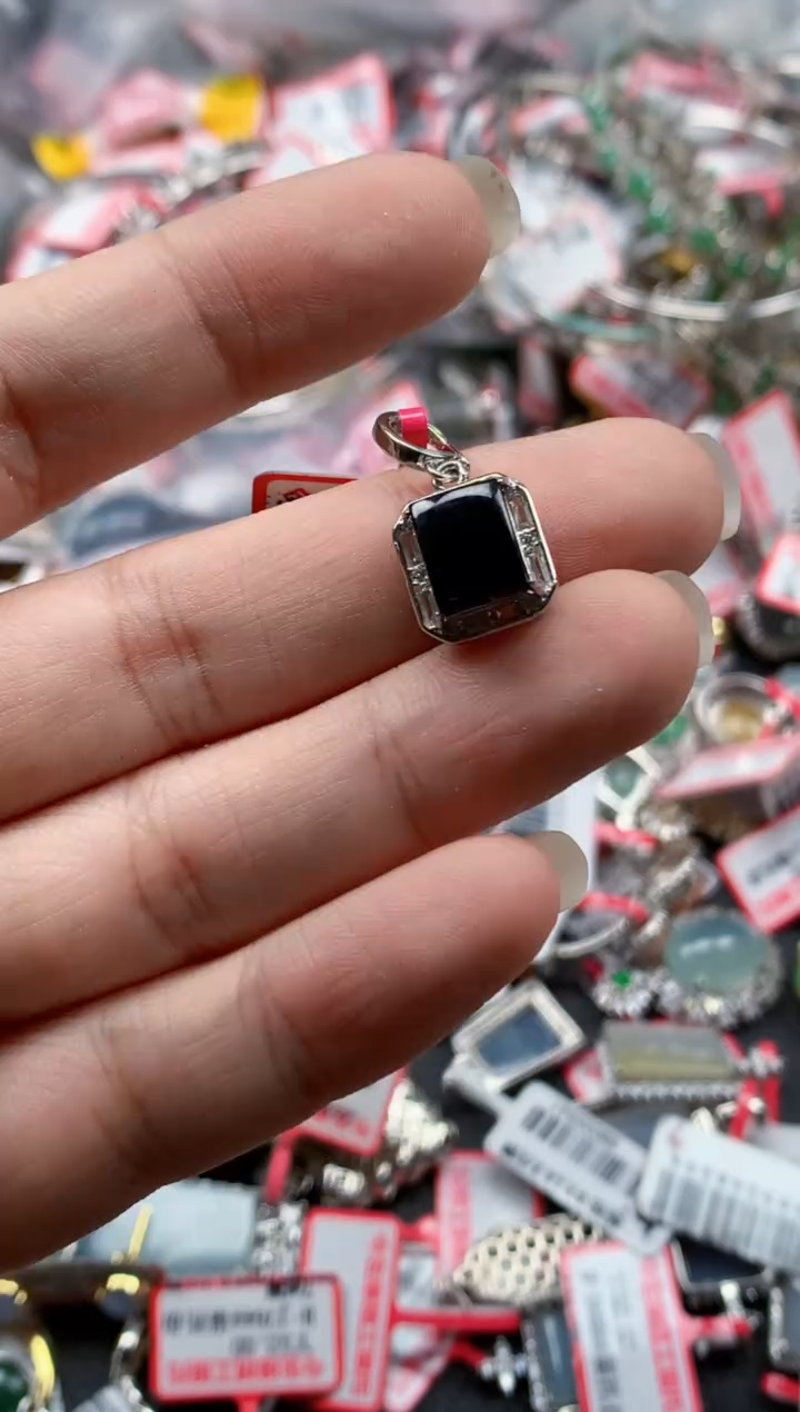 银S925镶嵌戒指翡翠天然A货缅甸翡翠