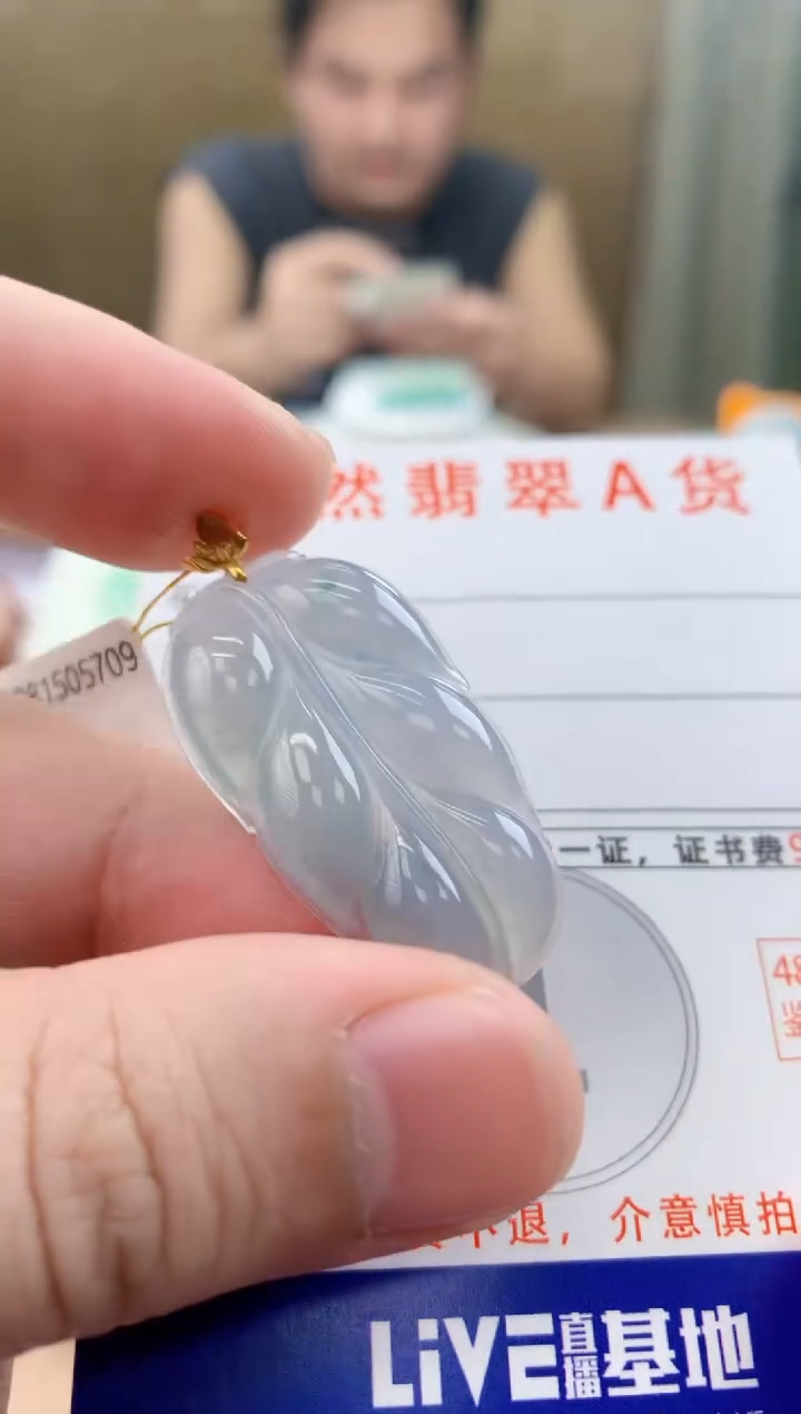 颈饰18K金镶嵌翡翠天然A货翡翠挂件