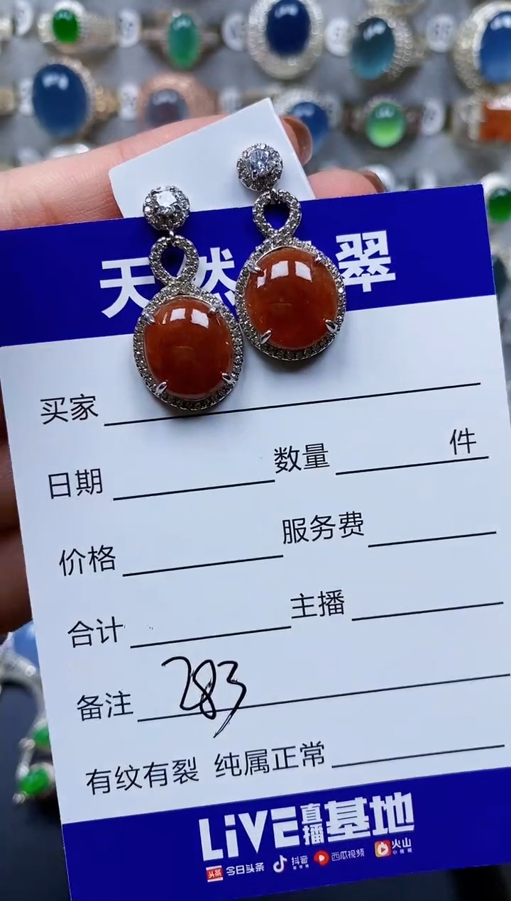 翡翠银S925镶嵌耳饰283