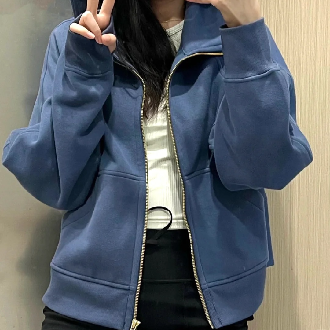 女士加薄绒连帽带刺绣宽松卫衣